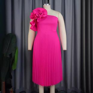 shoulder one three dimensional sexy collar flower skirt