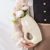 北欧创意现代陶瓷花瓶北欧浮雕摆件客厅餐桌装 饰花器