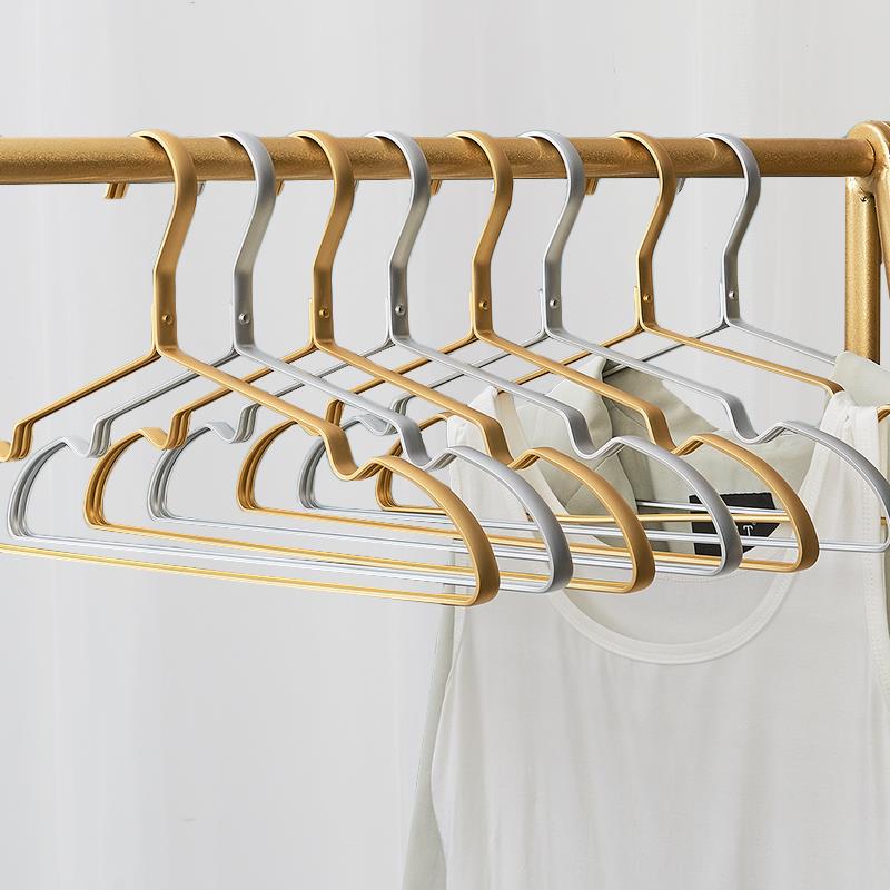桢好铝合金衣架太空铝轻奢无痕衣服架家用挂衣衣架宽肩衣柜凉衣架