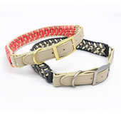 厂家批发新款 遛狗绳纯手工编织狗颈圈宠物牵引绳项圈中大型犬