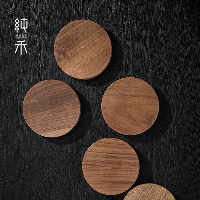 北美黑胡桃木杯垫木质茶道茶杯垫托玻璃杯子垫咖啡杯隔热垫零配件