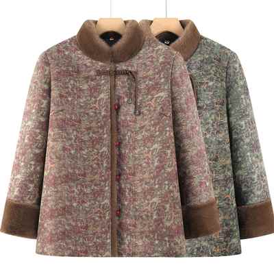 奶奶冬装棉衣老年人女加绒厚外套太太衣服60岁70妈妈装棉袄套装