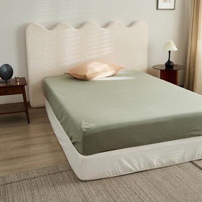 00支丨纯磨毛床笠单件全棉ell床罩全包床笠棉套贡纯色缎1单被套