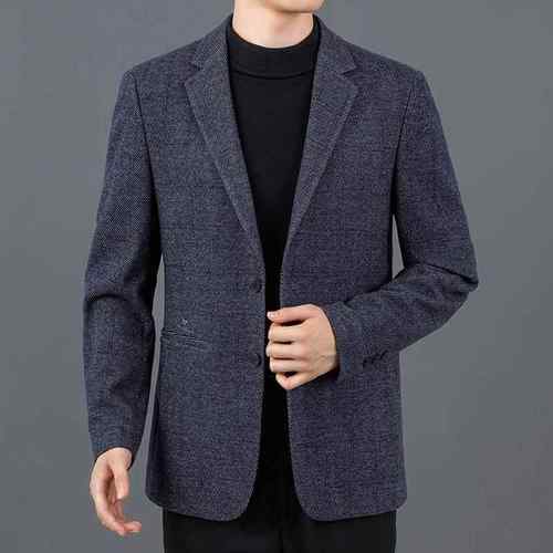 品牌高品休质男士商2921-E务羊毛西装秋冬新季款单西闲修身西服外