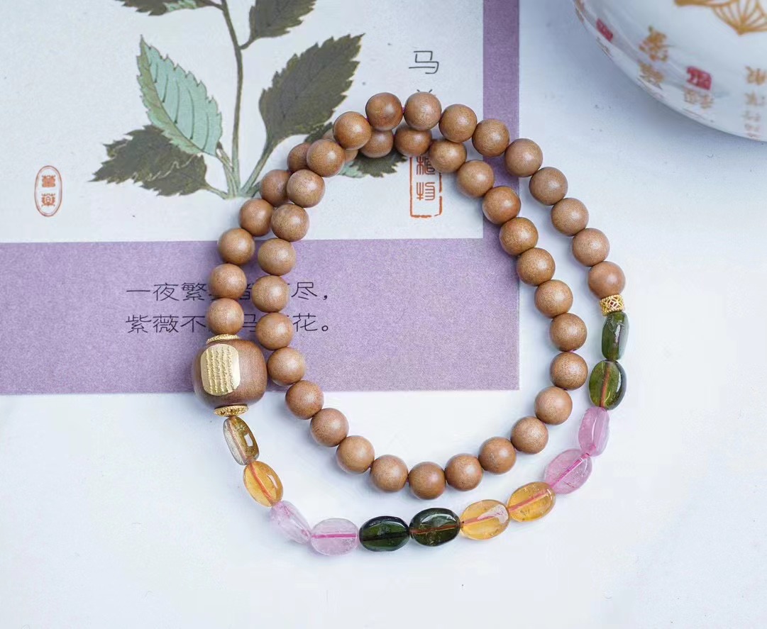 【碧玺】老山檀老料0.6佛珠文玩手串念珠手链项链锁骨链送礼收藏