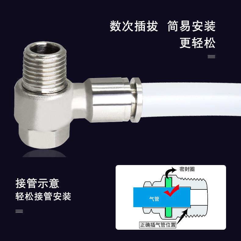 304不锈钢气动快插接头PH外六角快速弯头PU气管直角螺纹气嘴气咀