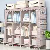 布衣柜简易实木组装 衣布艺单735人简约橱现经济型代宿舍房卧室租