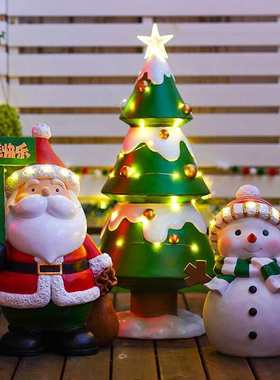 。圣诞装饰品麋鹿圣诞老人摆件发光圣诞树商场店面餐厅氛围场景布
