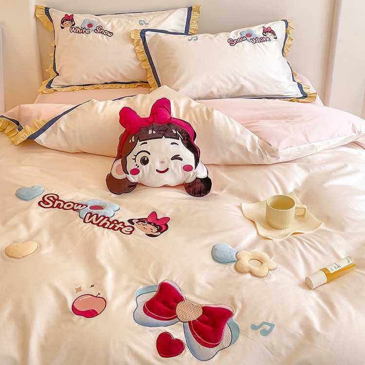 四澳贴卡通件套风儿童棉绣花布四季公主卧室床上用品女孩,床上用品,床品套件/四件套/多件套,淘宝优惠券,粉丝福利购,淘宝优惠卷