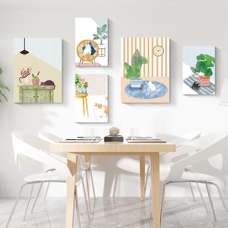 餐厅墙面装饰画吃饭厅挂画北欧现代简约创意组合日式客厅卧室壁画图片