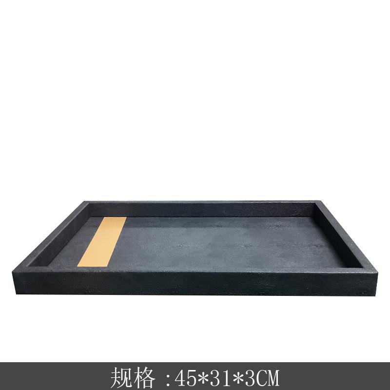 客厅装托盘桌简约长XWO方形面新中式茶具配花件饰瓶底座茶几托盘