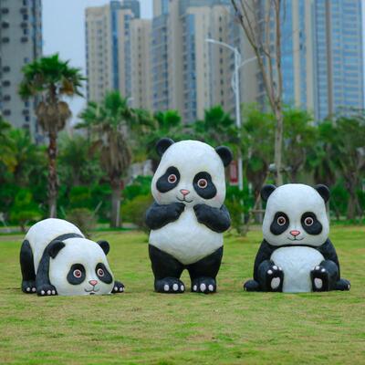 户外卡通熊猫玻林动璃钢雕塑幼tb-71718园公园庭院园景观美陈儿物