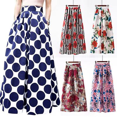 Summer women high waist skirt ladies Long swing skirts S-3XL