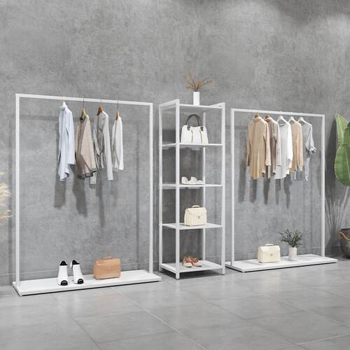 服装店展示架白色服装架简约正挂女装店货架挂衣架陈列侧挂落地式