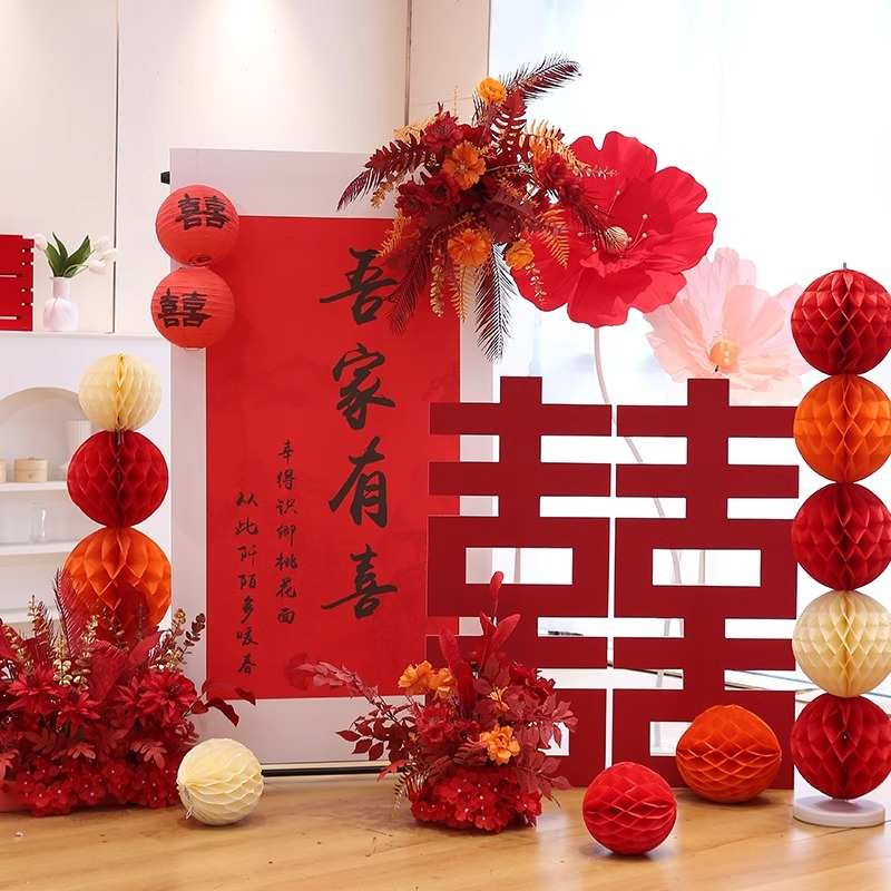 结婚布置婚礼迎宾牌订婚kt板婚房装饰门口指示牌吾家有喜立牌婚庆