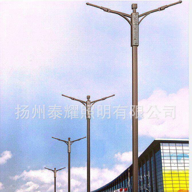 厂家供应方管矩形管LED市电双臂路灯 户外双臂双头LED7米8米路灯