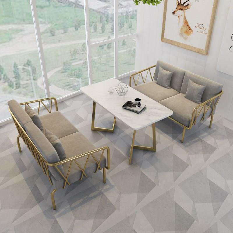 奶茶店桌椅组合商务沙发接待卡座沙发甜品店休息区双人咖啡厅沙发