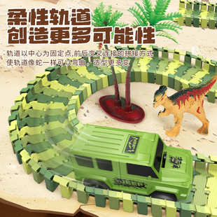 玩具火车工程车电动赛车玩具套装 跨境儿童百变轨道车益智diy拼装