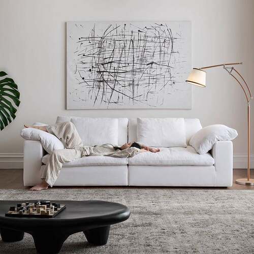 设计师Cloud云沙发慵懒简约halo亚麻棉布艺羽绒奶油直排云朵沙发