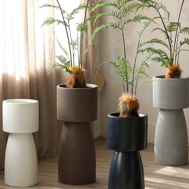 创意高脚花盆客厅商场服装店落地大花器北欧绿植植物宝莲灯种植盆