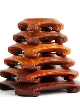 花梨木摆件底座天圆地方茶壶花瓶紫砂壶香炉奇石头实木工艺品底座