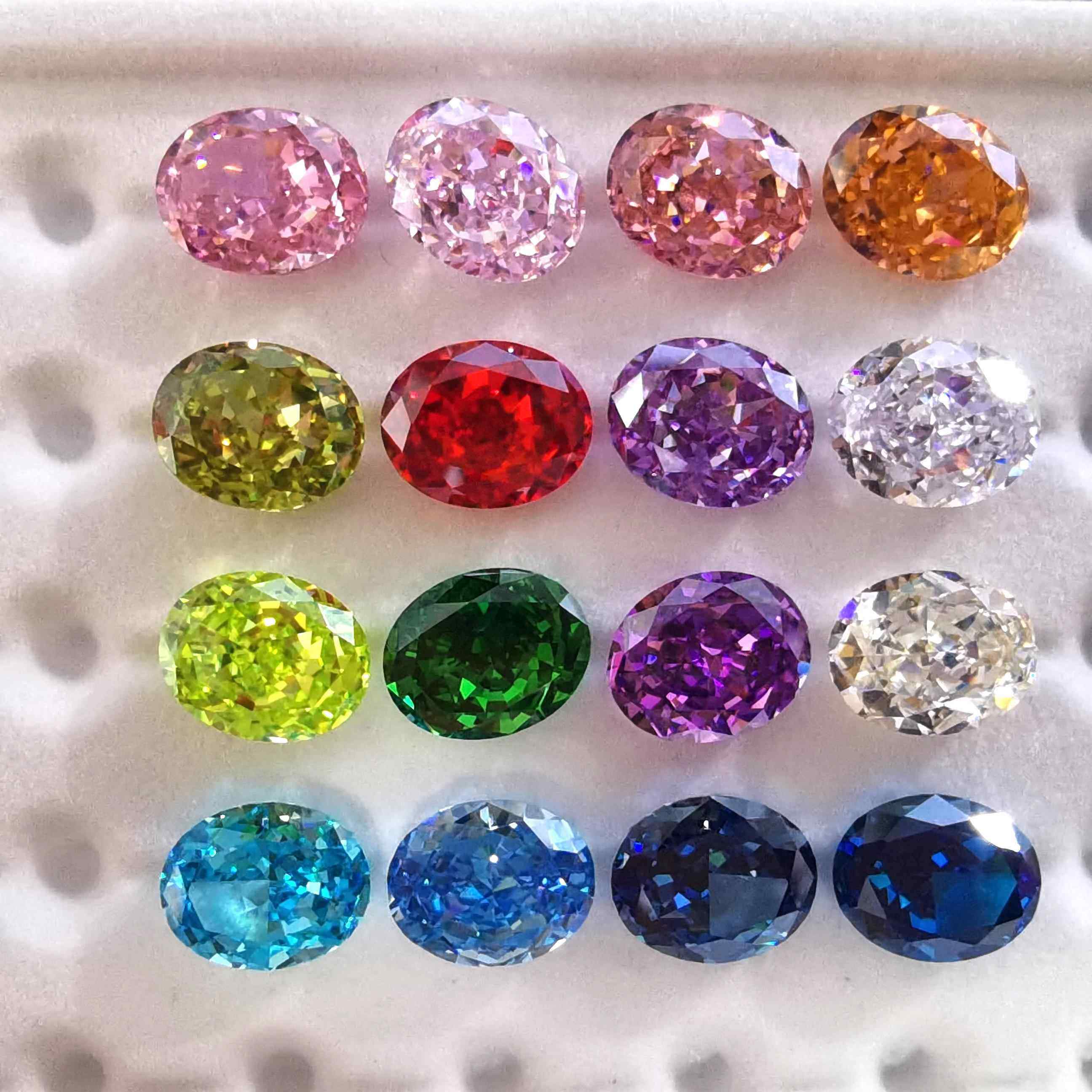 厂家直销9A冰花切椭圆鸽子蛋戒指美甲裸石宝石闪钻立方氧化锆石