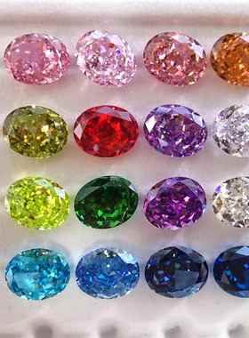 厂家直销9A冰花切椭圆鸽子蛋戒指美甲裸石宝石闪钻立方氧化锆石