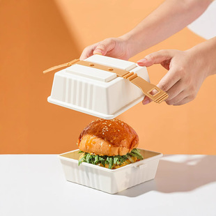 外带汉堡防压盒露营携带盒子糕点便当打包盒塑料三明治野餐专用盒