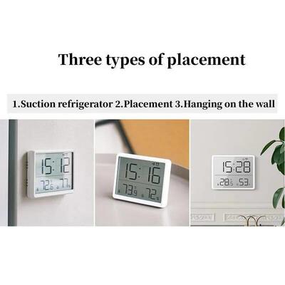 9.3x7.3x1.5cm Digital Alarm Clock Temperature Humidity Hourl