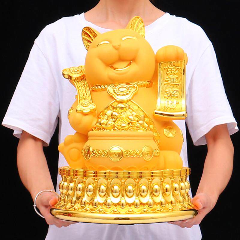 大号金色招财猫摆件存钱罐店铺前台开 业送人礼品入户发财2025新