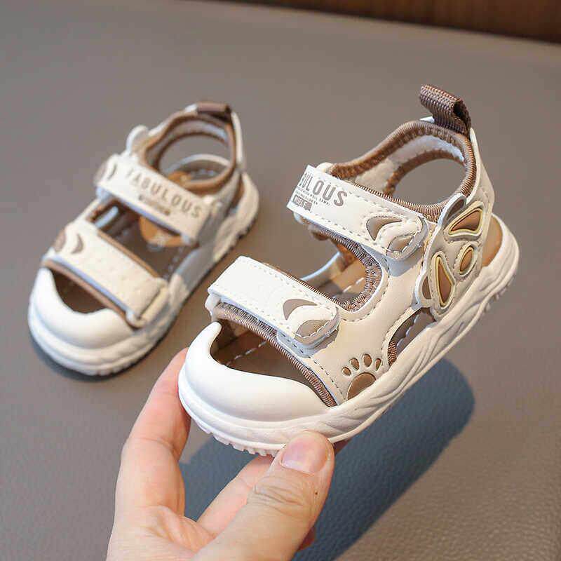 男童舒适软底魔术贴凉鞋宝宝夏季新款透气包头1—2岁小童防滑婴儿