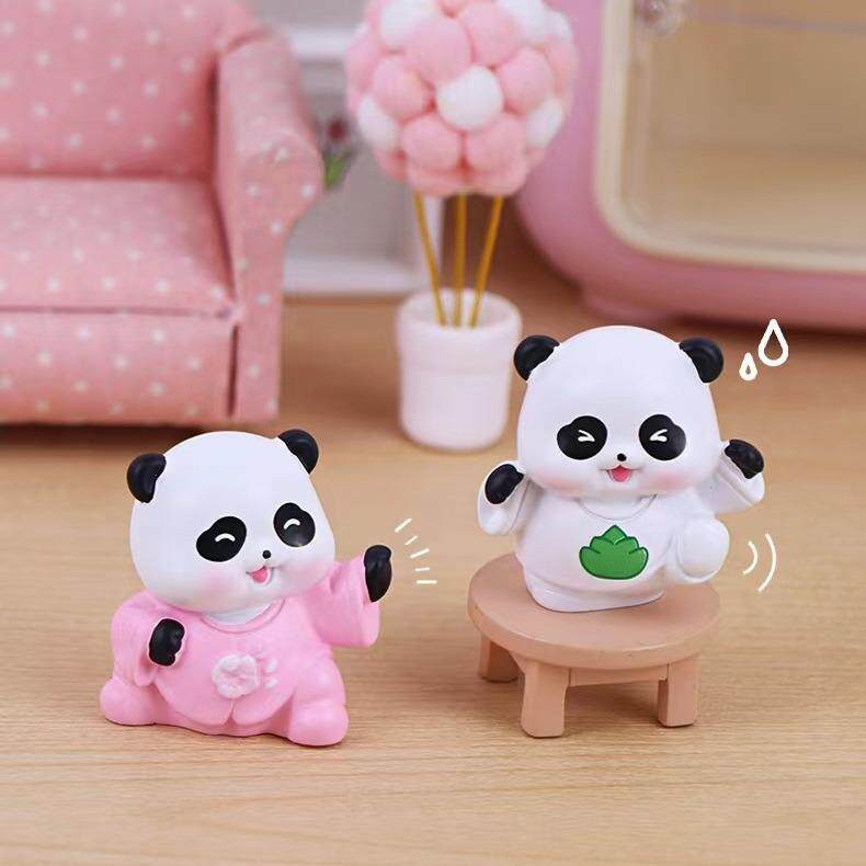 创意国潮卡通熊猫萌萌拳迷你桌面装饰摆件可爱熊猫公仔文创小礼品
