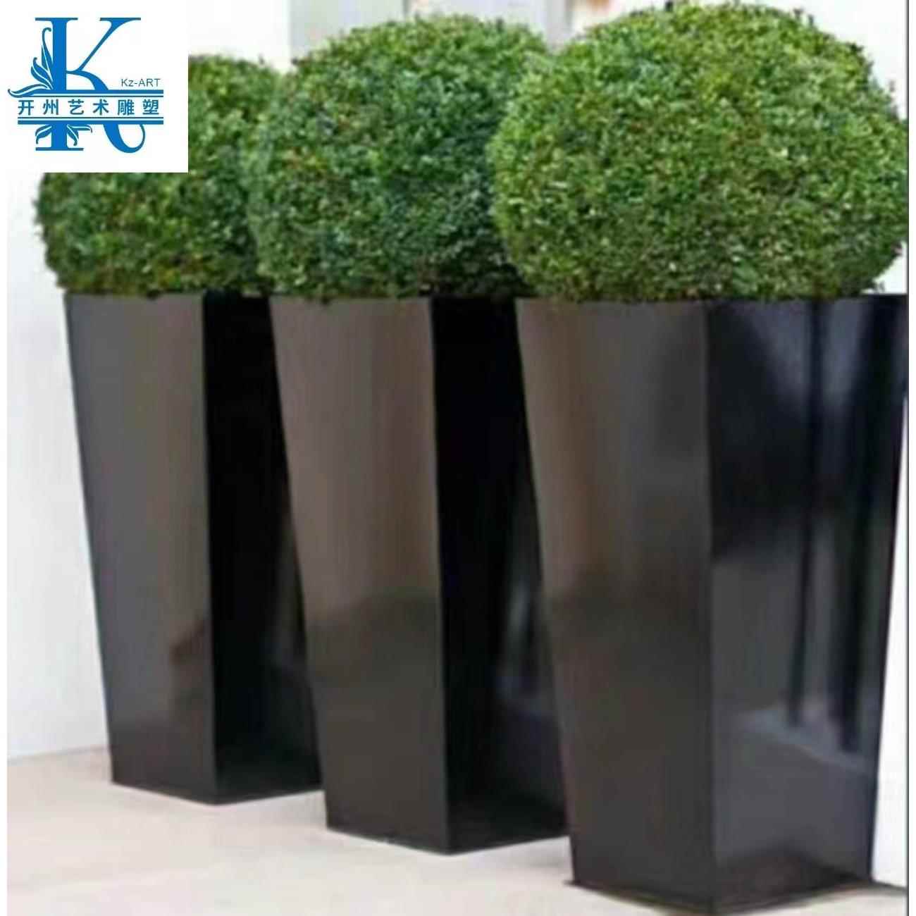 户外商场玻璃钢花盆组合艺术菱形花器花坛椭圆创意大花瓶雕塑摆件