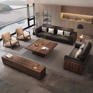 几实木2025茶几新款客厅木全组合家用中式户型大小新沙发黑胡桃边
