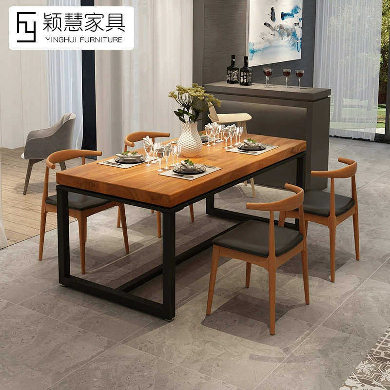 北欧实木餐桌酒店餐厅铁艺餐桌椅组合简约家具包厢饭店餐饮店桌子,住宅家具,餐桌椅+餐车,淘宝优惠券,粉丝福利购,淘宝优惠卷