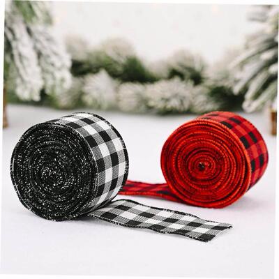 christmas decoration?tree Red and black checked ribbon
