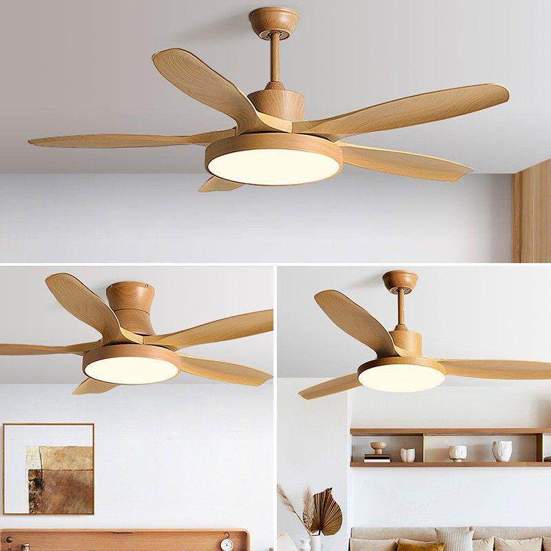 60寸风扇灯餐厅吊扇灯家用客厅灯扇一体吊扇仿原木吊顶带风扇吊灯