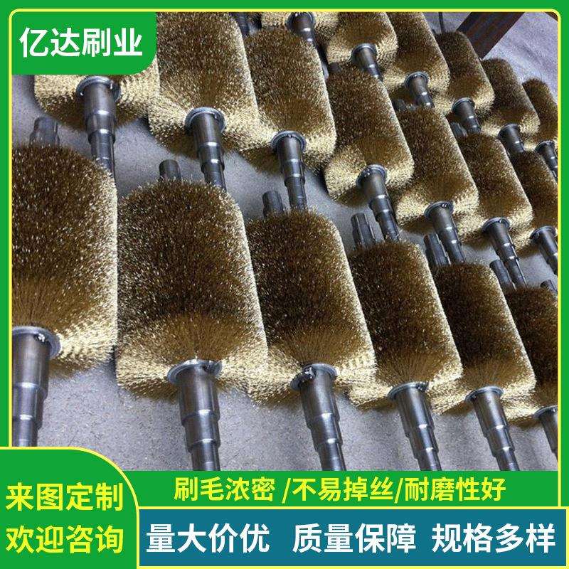 压片式钢丝刷棍镀铜丝刷辊清洗网纹辊弹力钢丝刷