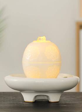小型招财流水摆件循环水简约现代桌面喷泉小夜灯家居客厅装饰礼品