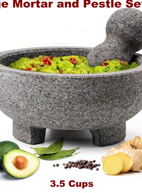 Large Mortar and Pestle Set Granite Guacamole Bowl