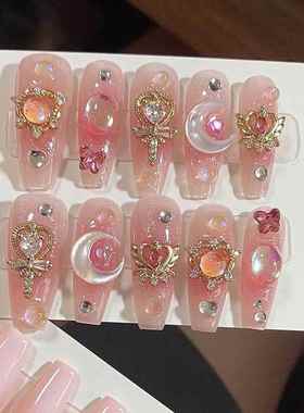 儿童穿戴甲女童美甲短款美少女战士水冰月中长假指甲2025新款