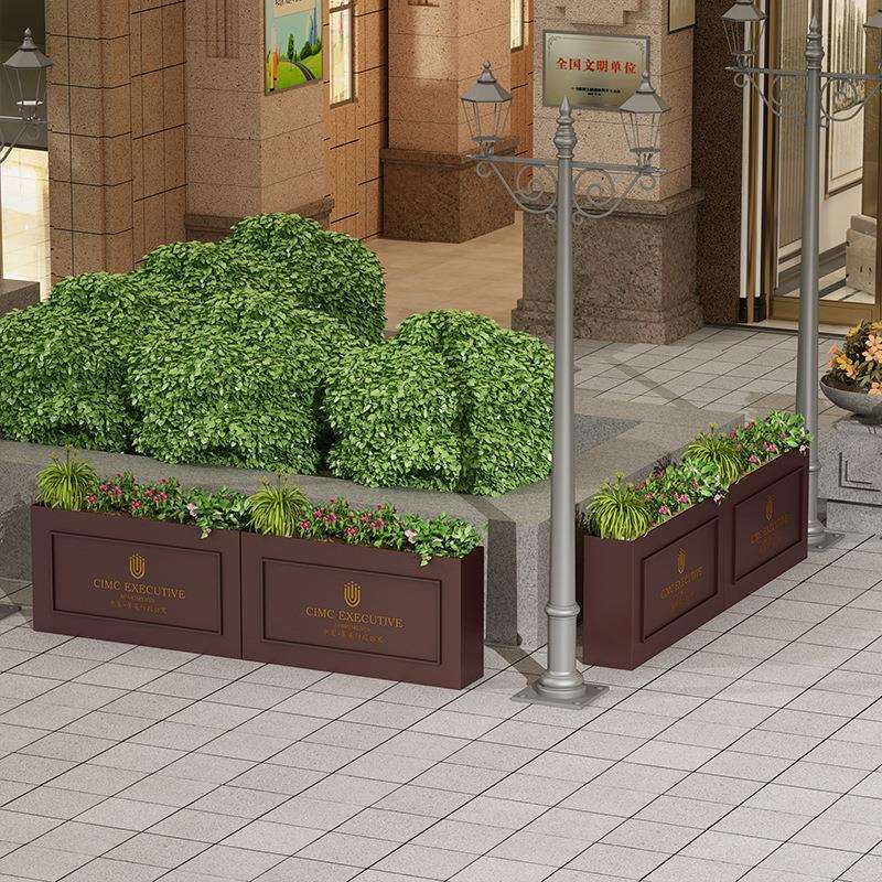 北欧户外铁艺花箱奶茶店商业街隔断种植箱室外庭院花盆长方形花槽