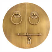 中式 纯铜大门插销庭院户外门锁别墅寺庙门环把手简约门锁仿古门栓