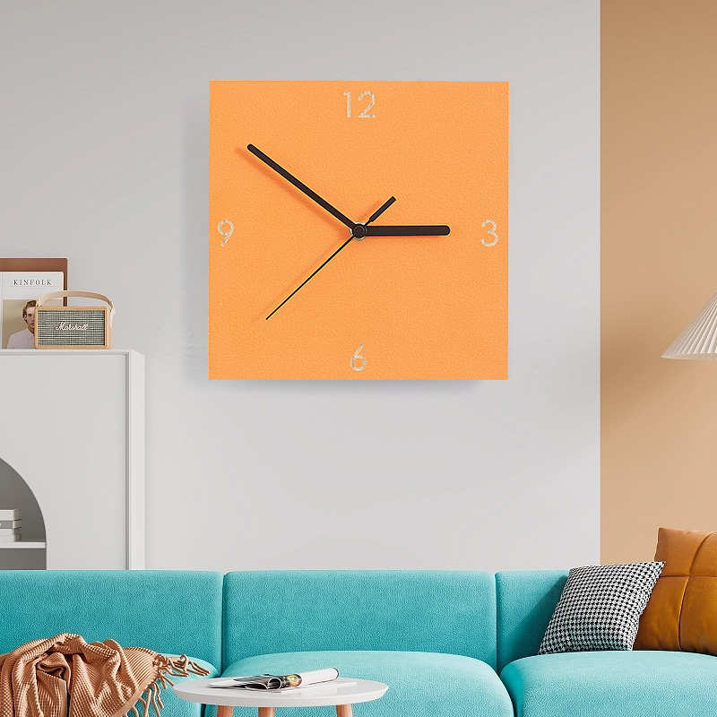 木目iwood 现代挂墙客厅简约方形挂钟 创意彩色木制时尚墙壁装饰