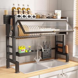 厨房水槽置水槽置物架物架台面碗碟沥水多功能带架门防尘筷碗盘收