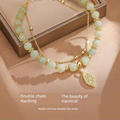 Chinese Style Green Hetian Jade Bracelet For Women Vintage G