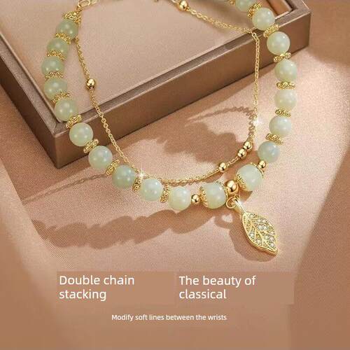 Chinese Style Green Hetian Jade Bracelet For Women Vintage G