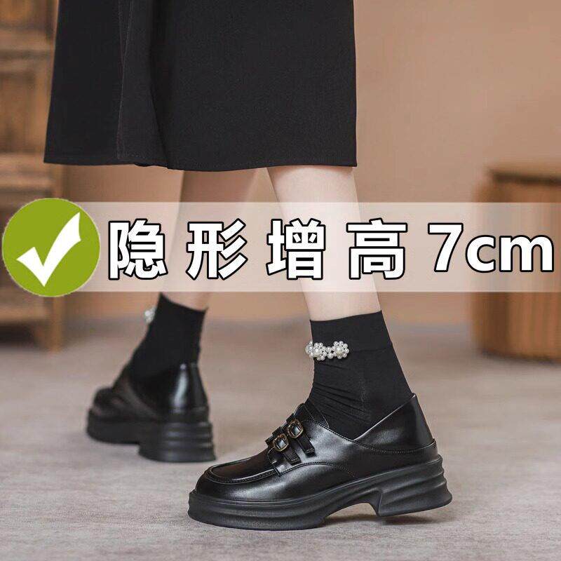 英伦风真皮厚底小皮鞋女款2026年春季新款网红百搭单鞋软底乐福鞋