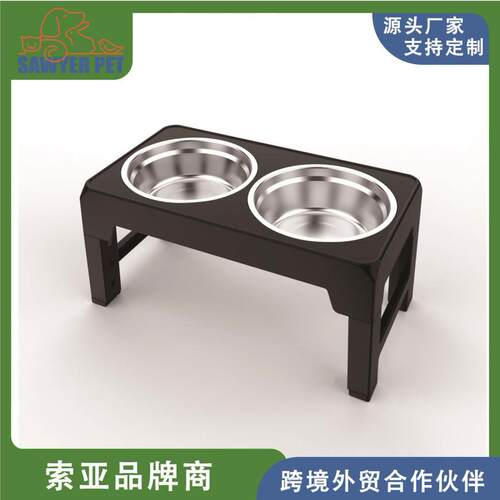升降调节高架不锈钢狗碗 可折叠宠物碗架 碗狗盆食碗 喂食器用品