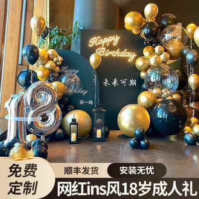 18岁生日装饰场景布置升学宴男孩十八岁成人礼派对仪式KT板背景墙
